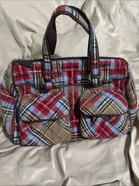 Vera Bradley Red, Blue, Brown Plaid Satchel